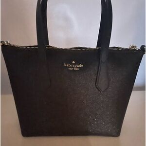 Kate spade small black glitter tote